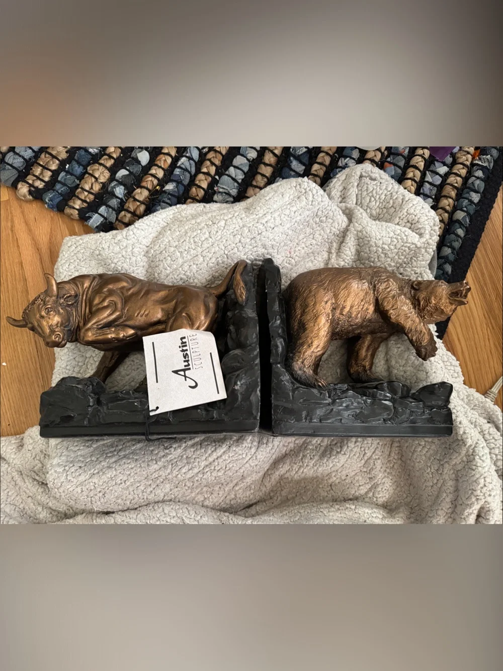 Austin Collection Bronze-Tone Bull and Bear Bookends - Brown and Black